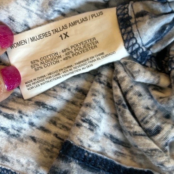 Gloria Vanderbilt Womens Blue White Striped Hoodie Ruched Drawstring Sides 1X. - Picture 8 of 11